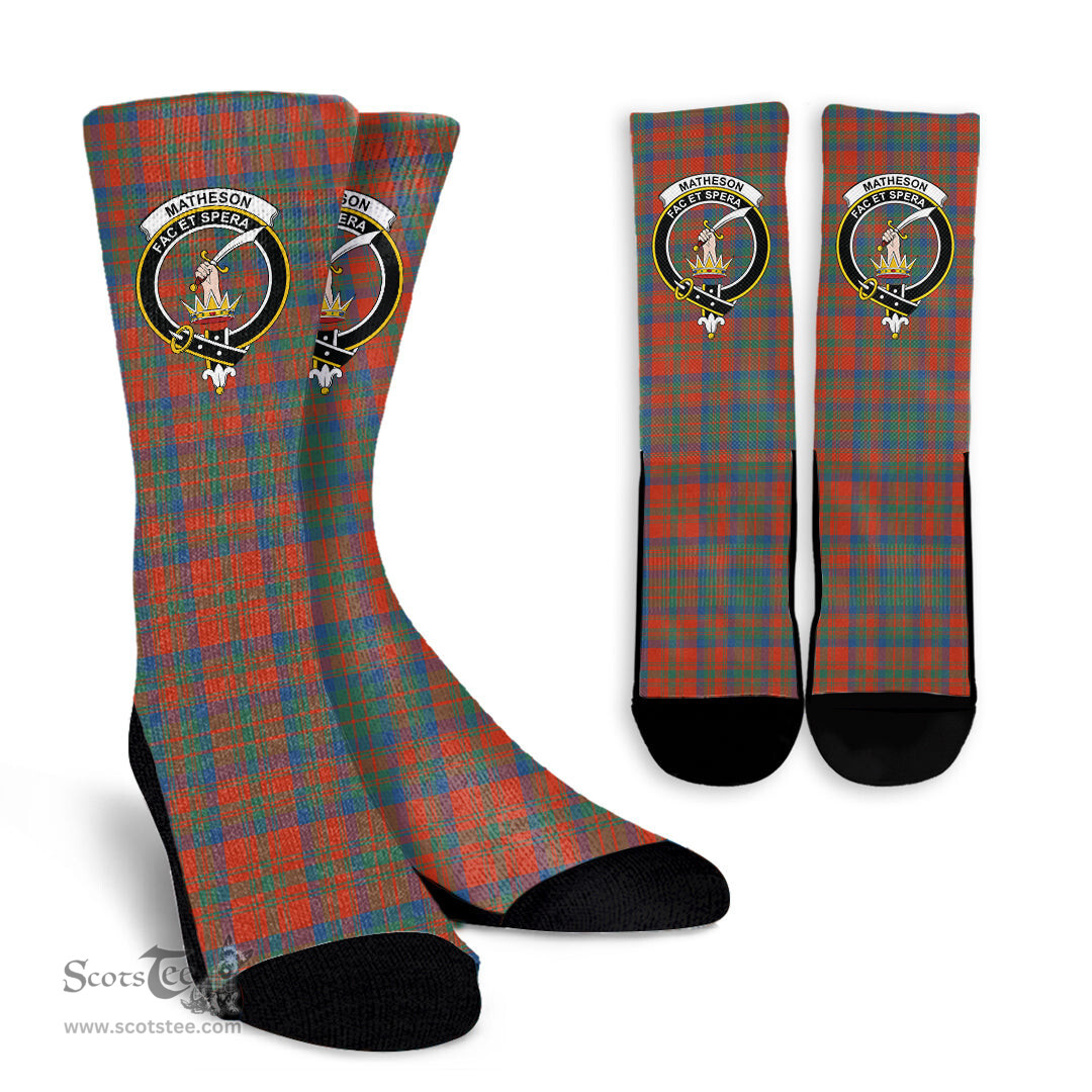 Scottish Matheson Ancient Crest Tartan Plaid Crew Socks - Scottish Clans Crest Socks Scottish Plaid Tartan Plaid - ScotsTee - scotstee.com