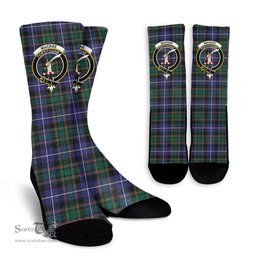 Scottish MacRae Hunting Modern Crest Tartan Plaid Crew Socks - Scottish Clans Crest Socks Scottish Plaid Tartan Plaid - ScotsTee - scotstee.com