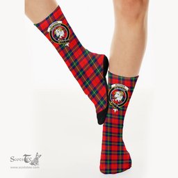 Scottish Ruthven Modern Crest Tartan Plaid Crew Socks - Scottish Clans Crest Socks Scottish Plaid Tartan Plaid - ScotsTee - scotstee.com
