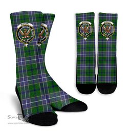 Scottish Wishart Hunting Modern Crest Tartan Plaid Crew Socks - Scottish Clans Crest Socks Scottish Plaid Tartan Plaid - ScotsTee - scotstee.com