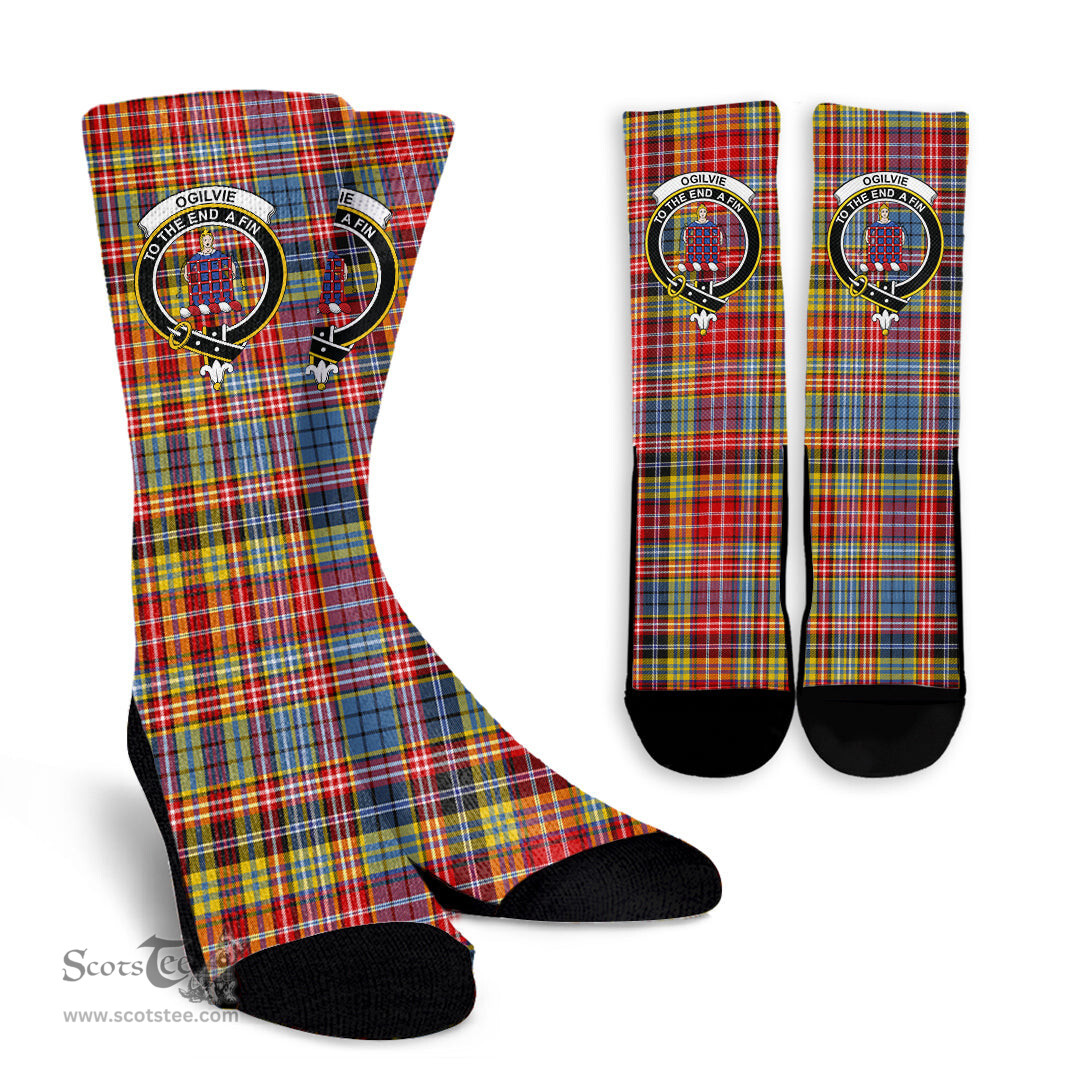 Scottish Ogilvie of Airlie Ancient Crest Tartan Plaid Crew Socks - Scottish Clans Crest Socks Scottish Plaid Tartan Plaid - ScotsTee - scotstee.com