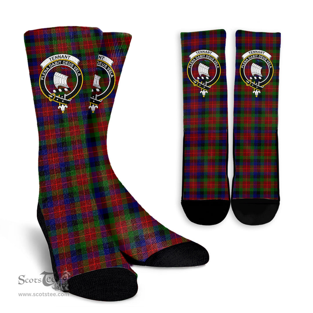 Scottish Tennant Crest Tartan Plaid Crew Socks - Scottish Clans Crest Socks Scottish Plaid Tartan Plaid - ScotsTee - scotstee.com