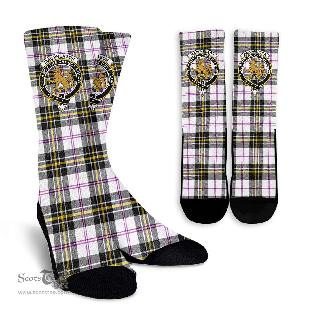Scottish MacPherson Dress Modern Crest Tartan Plaid Crew Socks - Scottish Clans Crest Socks Scottish Plaid Tartan Plaid - ScotsTee - scotstee.com
