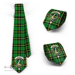 Scottish Wallace Hunting Green Tartan Tie with Family Crest Tartan Plaid NeckTie Scottish Plaid Tartan Plaid - ScotsTee - scotstee.com