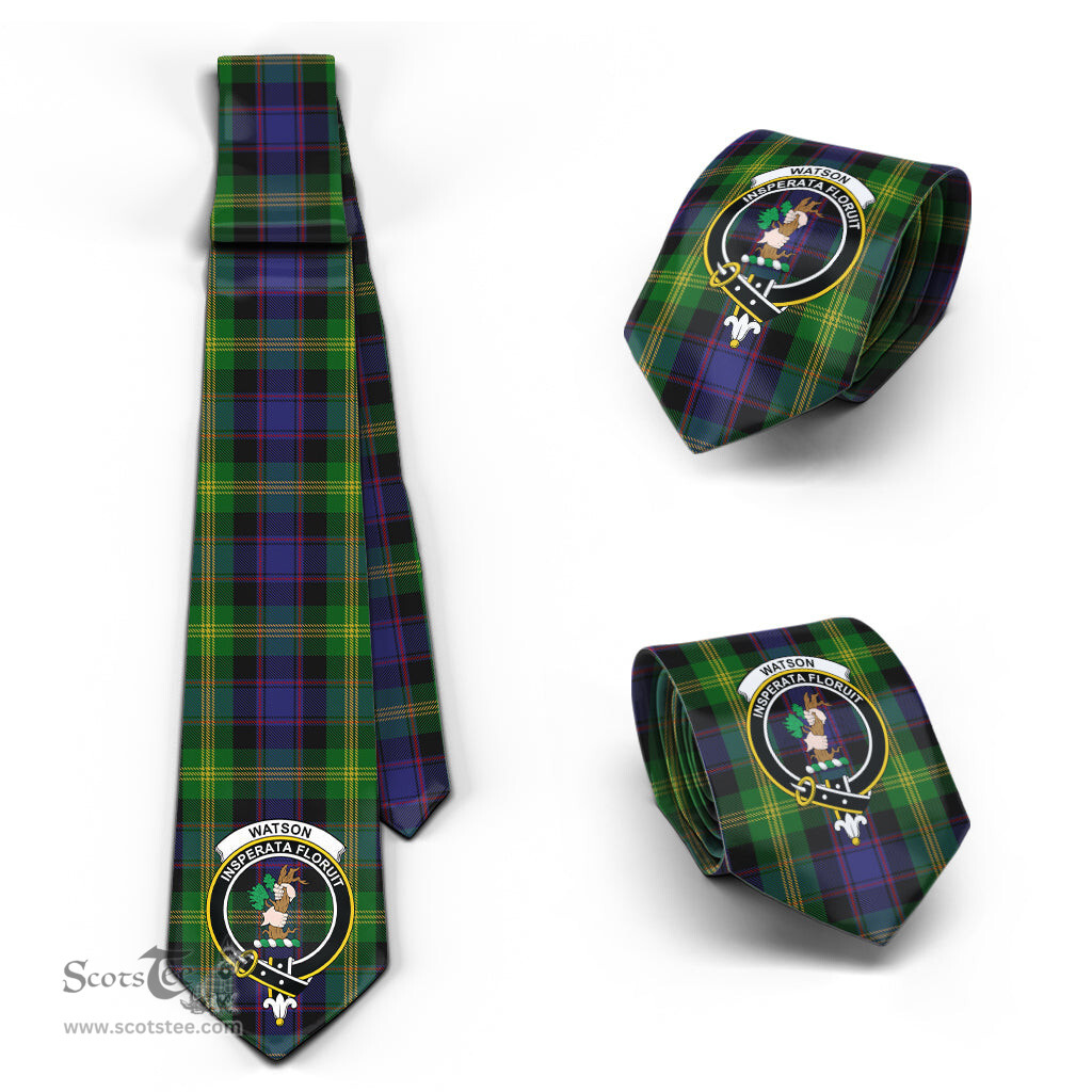 Scottish Watson Tartan Tie with Family Crest Tartan Plaid NeckTie Scottish Plaid Tartan Plaid - ScotsTee - scotstee.com