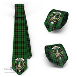 Scottish Wallace Hunting Tartan Tie with Family Crest Tartan Plaid NeckTie Scottish Plaid Tartan Plaid - ScotsTee - scotstee.com