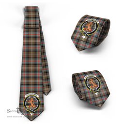 Scottish Sutherland Weathered Tartan Tie with Family Crest Tartan Plaid NeckTie Scottish Plaid Tartan Plaid - ScotsTee - scotstee.com