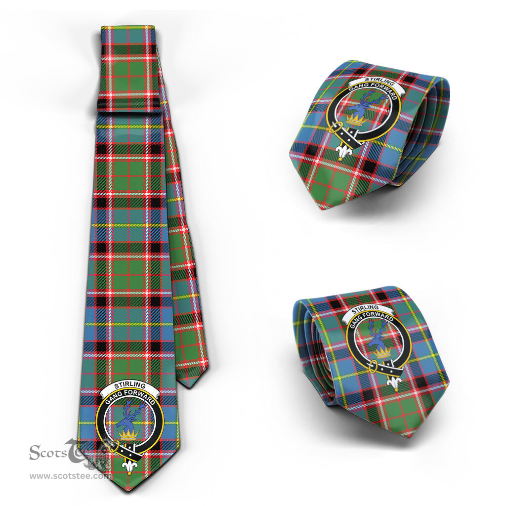 Scottish Stirling Bannockburn Tartan Tie with Family Crest Tartan Plaid NeckTie Scottish Plaid Tartan Plaid - ScotsTee - scotstee.com