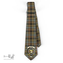Scottish Stewart Hunting Weathered Tartan Tie with Family Crest Tartan Plaid NeckTie Scottish Plaid Tartan Plaid - ScotsTee - scotstee.com