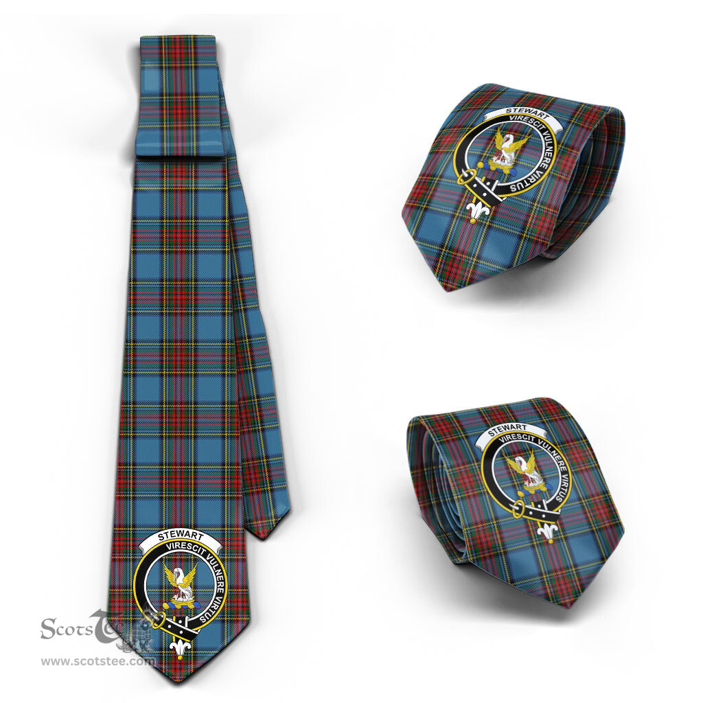 Scottish Stewart Royal Blue Tartan Tie with Family Crest Tartan Plaid NeckTie Scottish Plaid Tartan Plaid - ScotsTee - scotstee.com
