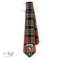 Scottish Stewart Black Tartan Tie with Family Crest Tartan Plaid NeckTie Scottish Plaid Tartan Plaid - ScotsTee - scotstee.com