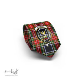Scottish Stewart Black Tartan Tie with Family Crest Tartan Plaid NeckTie Scottish Plaid Tartan Plaid - ScotsTee - scotstee.com