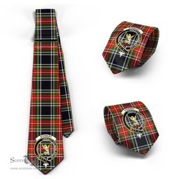 Scottish Stewart Black Tartan Tie with Family Crest Tartan Plaid NeckTie Scottish Plaid Tartan Plaid - ScotsTee - scotstee.com