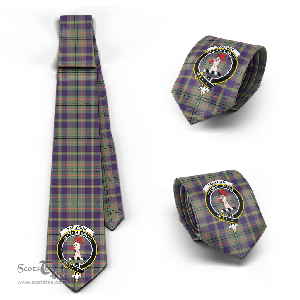 Scottish Taylor Weathered Tartan Tie with Family Crest Tartan Plaid NeckTie Scottish Plaid Tartan Plaid - ScotsTee - scotstee.com
