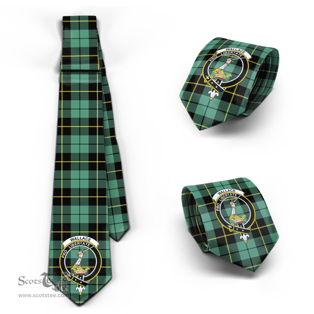 Scottish Wallace Hunting Ancient Tartan Tie with Family Crest Tartan Plaid NeckTie Scottish Plaid Tartan Plaid - ScotsTee - scotstee.com