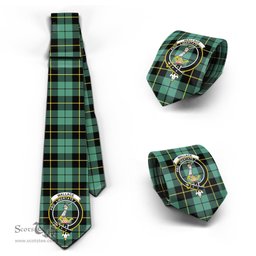 Scottish Wallace Hunting Ancient Tartan Tie with Family Crest Tartan Plaid NeckTie Scottish Plaid Tartan Plaid - ScotsTee - scotstee.com