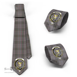 Scottish Stewart Grey Tartan Tie with Family Crest Tartan Plaid NeckTie Scottish Plaid Tartan Plaid - ScotsTee - scotstee.com