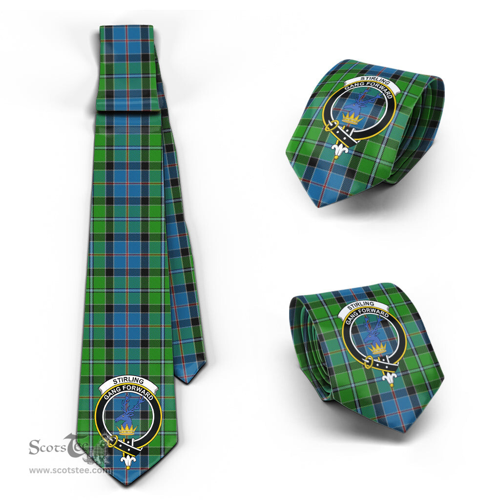 Scottish Stirling Tartan Tie with Family Crest Tartan Plaid NeckTie Scottish Plaid Tartan Plaid - ScotsTee - scotstee.com