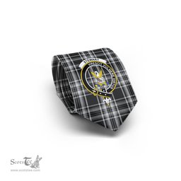 Scottish Stewart Black and White Tartan Tie with Family Crest Tartan Plaid NeckTie Scottish Plaid Tartan Plaid - ScotsTee - scotstee.com