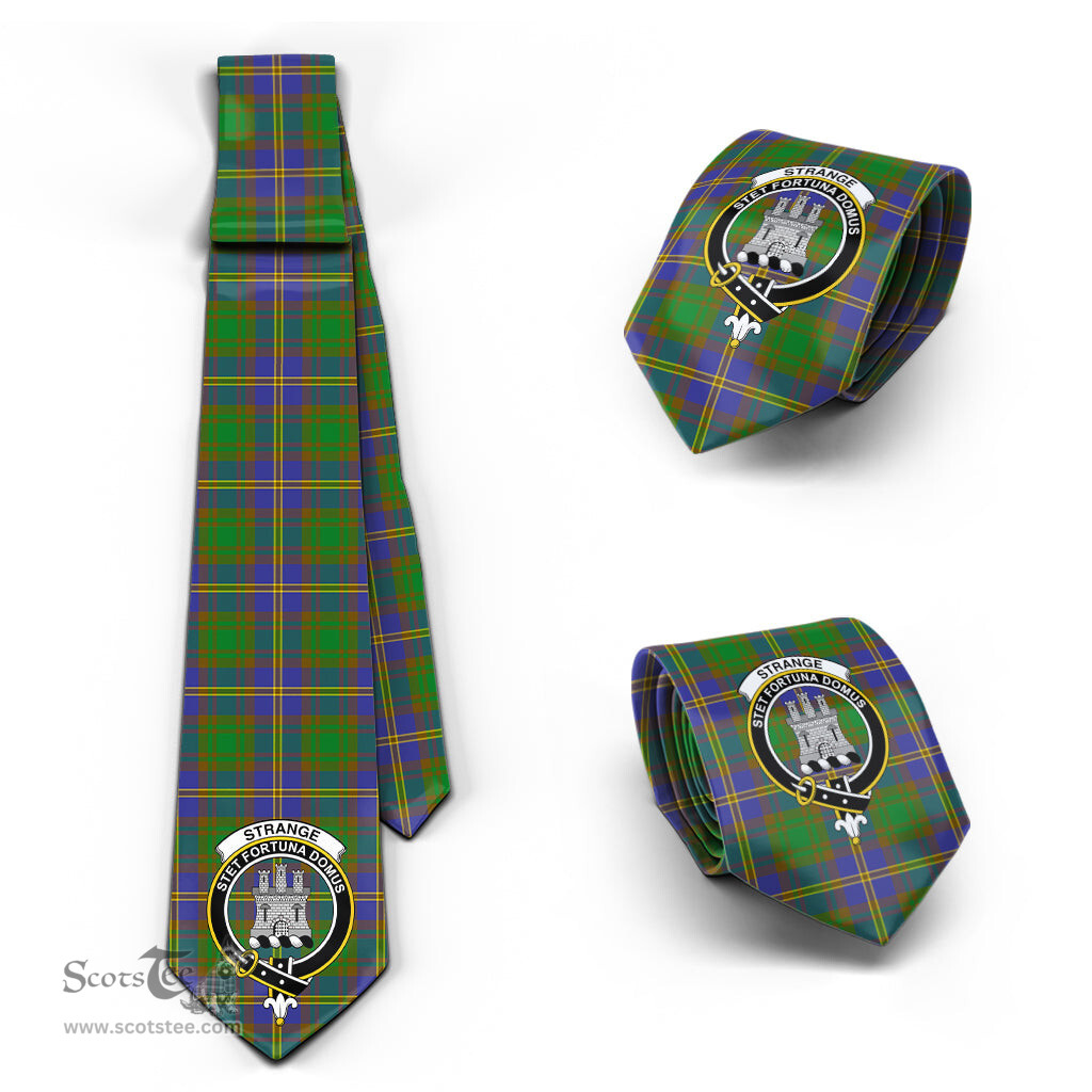 Scottish Strange of Balkaskie Tartan Tie with Family Crest Tartan Plaid NeckTie Scottish Plaid Tartan Plaid - ScotsTee - scotstee.com
