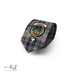 Scottish Thompson Grey Tartan Tie with Family Crest Tartan Plaid NeckTie Scottish Plaid Tartan Plaid - ScotsTee - scotstee.com