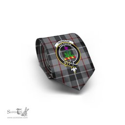 Scottish Thompson Grey Tartan Tie with Family Crest Tartan Plaid NeckTie Scottish Plaid Tartan Plaid - ScotsTee - scotstee.com