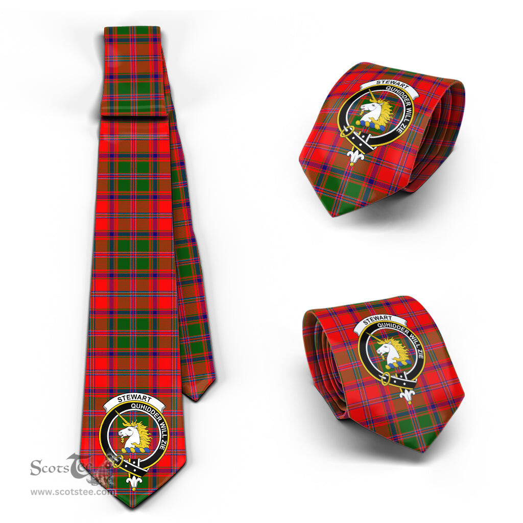 Scottish Stewart of Appin Modern Tartan Tie with Family Crest Tartan Plaid NeckTie Scottish Plaid Tartan Plaid - ScotsTee - scotstee.com