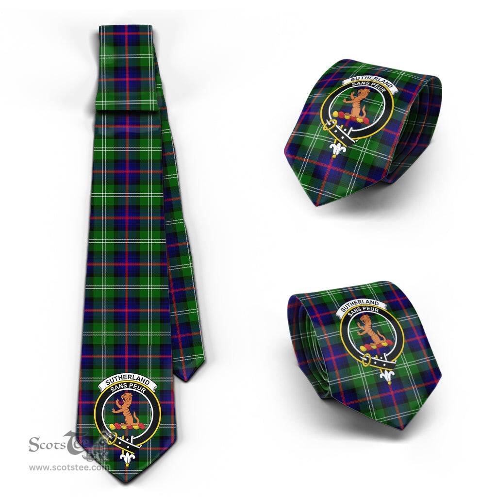 Scottish Sutherland Modern Tartan Tie with Family Crest Tartan Plaid NeckTie Scottish Plaid Tartan Plaid - ScotsTee - scotstee.com