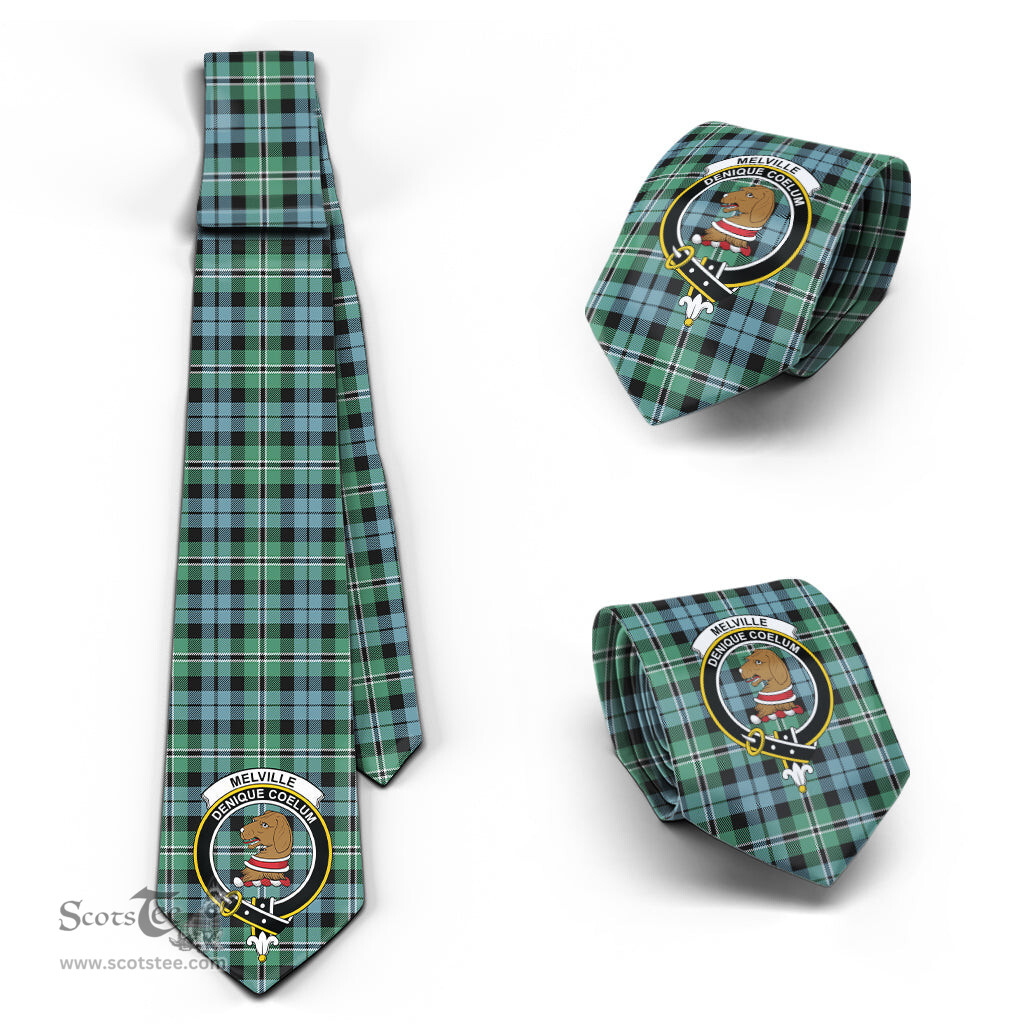 Scottish Melville Ancient Tartan Tie with Family Crest Tartan Plaid NeckTie Scottish Plaid Tartan Plaid - ScotsTee - scotstee.com