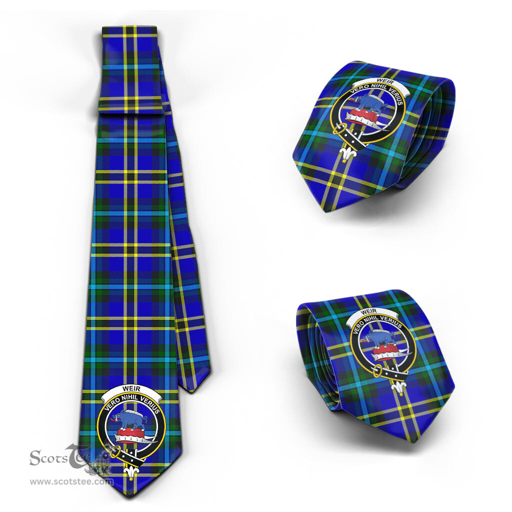 Scottish Weir Modern Tartan Tie with Family Crest Tartan Plaid NeckTie Scottish Plaid Tartan Plaid - ScotsTee - scotstee.com