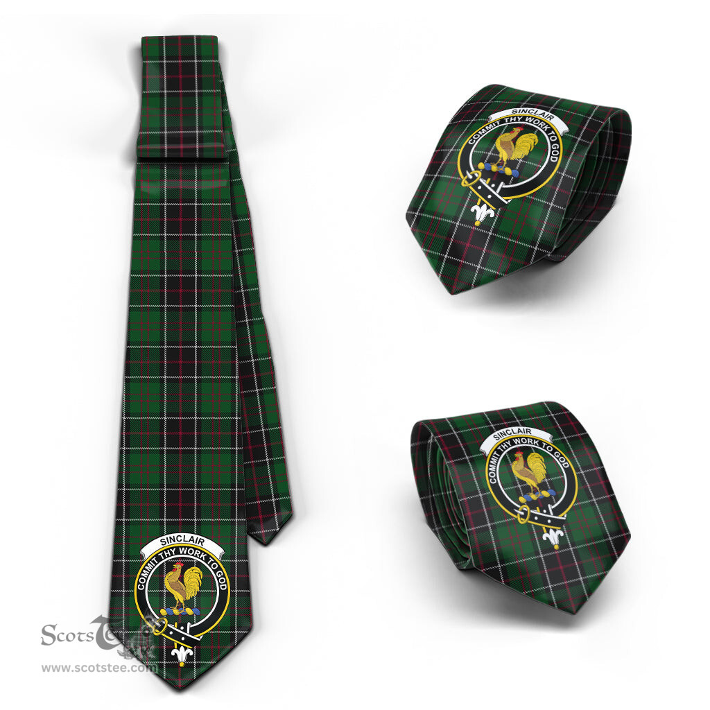 Scottish Sinclair Hunting Tartan Tie with Family Crest Tartan Plaid NeckTie Scottish Plaid Tartan Plaid - ScotsTee - scotstee.com