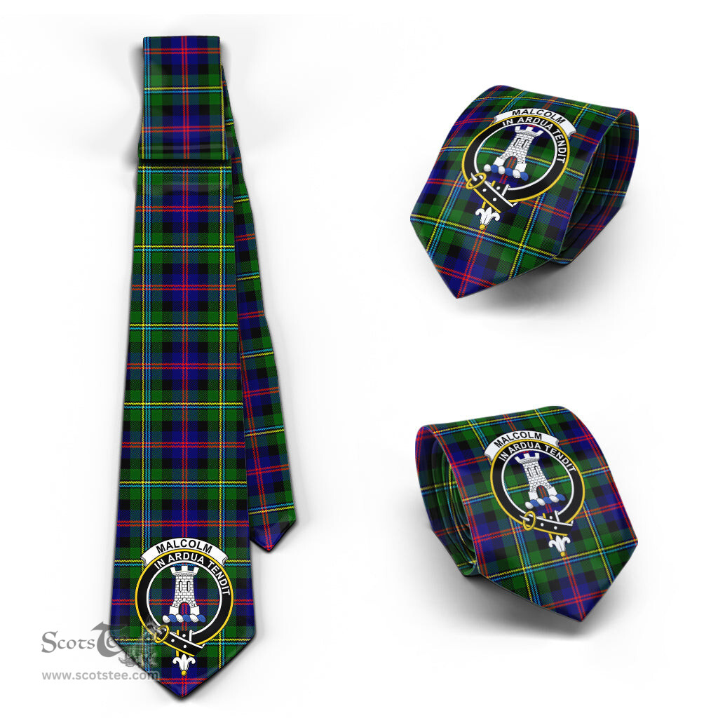 Scottish Malcolm Tartan Tie with Family Crest Tartan Plaid NeckTie Scottish Plaid Tartan Plaid - ScotsTee - scotstee.com