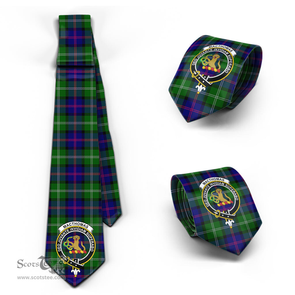 Scottish MacThomas Modern Tartan Tie with Family Crest Tartan Plaid NeckTie Scottish Plaid Tartan Plaid - ScotsTee - scotstee.com