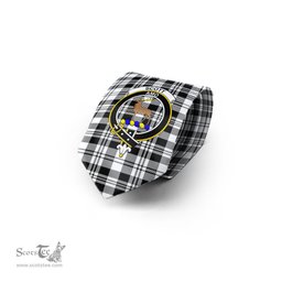 Scottish Scott Black White Tartan Tie with Family Crest Tartan Plaid NeckTie Scottish Plaid Tartan Plaid - ScotsTee - scotstee.com