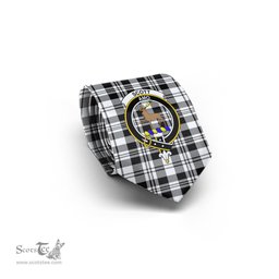 Scottish Scott Black White Tartan Tie with Family Crest Tartan Plaid NeckTie Scottish Plaid Tartan Plaid - ScotsTee - scotstee.com