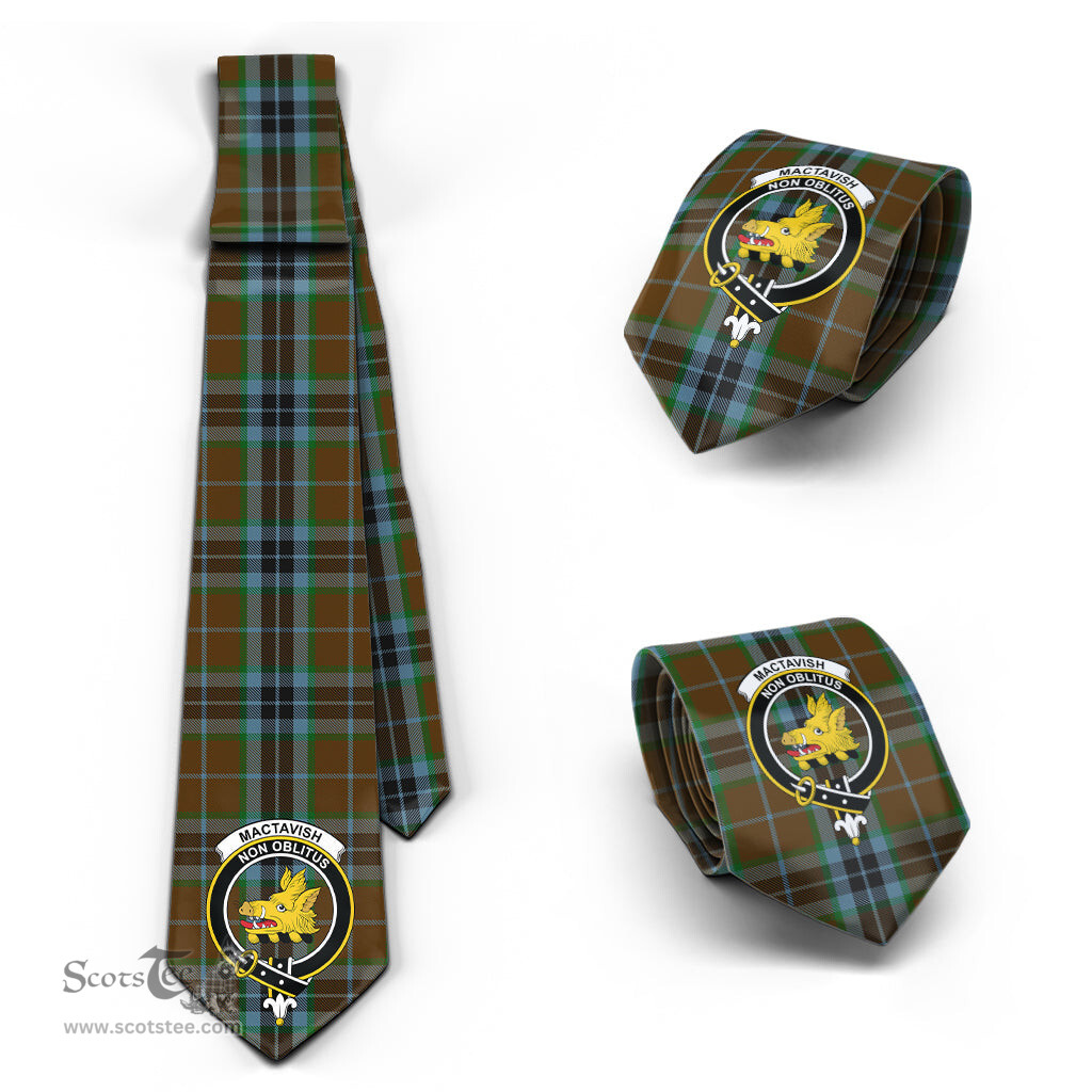 Scottish MacTavish Hunting Tartan Tie with Family Crest Tartan Plaid NeckTie Scottish Plaid Tartan Plaid - ScotsTee - scotstee.com