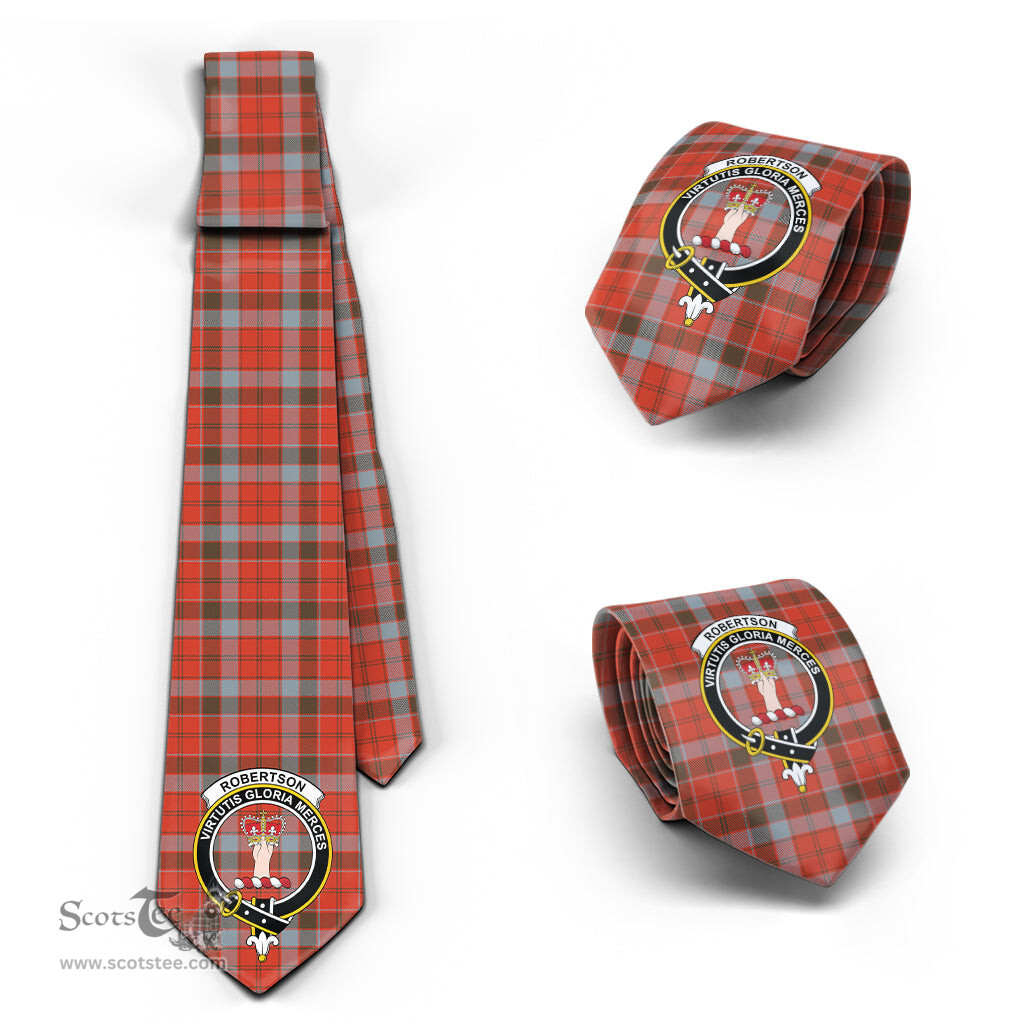 Scottish Robertson Weathered Tartan Tie with Family Crest Tartan Plaid NeckTie Scottish Plaid Tartan Plaid - ScotsTee - scotstee.com