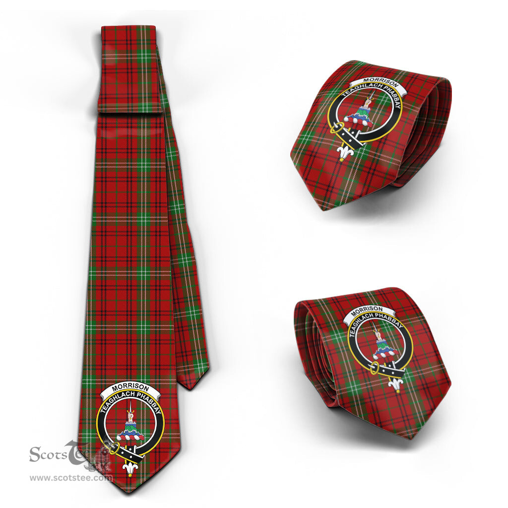 Scottish Morrison Tartan Tie with Family Crest Tartan Plaid NeckTie Scottish Plaid Tartan Plaid - ScotsTee - scotstee.com