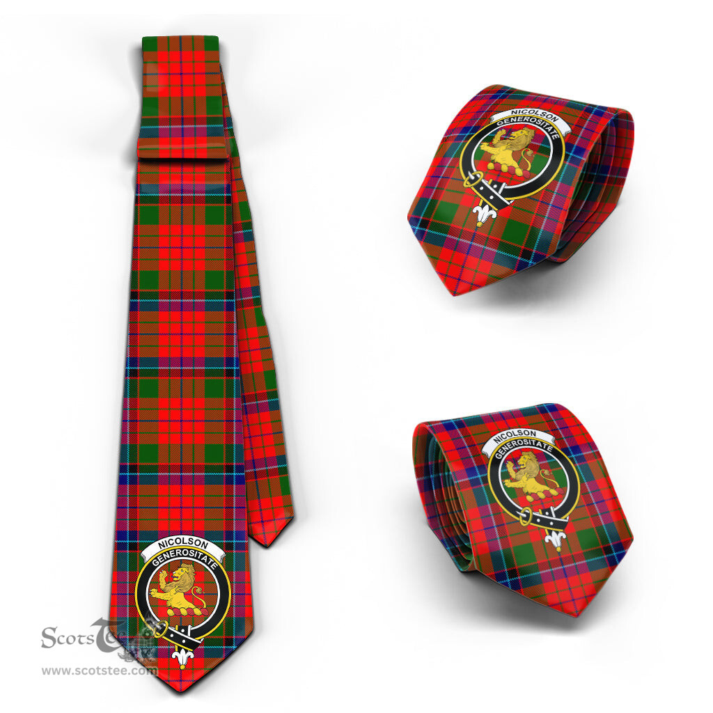 Scottish Nicolson Modern Tartan Tie with Family Crest Tartan Plaid NeckTie Scottish Plaid Tartan Plaid - ScotsTee - scotstee.com