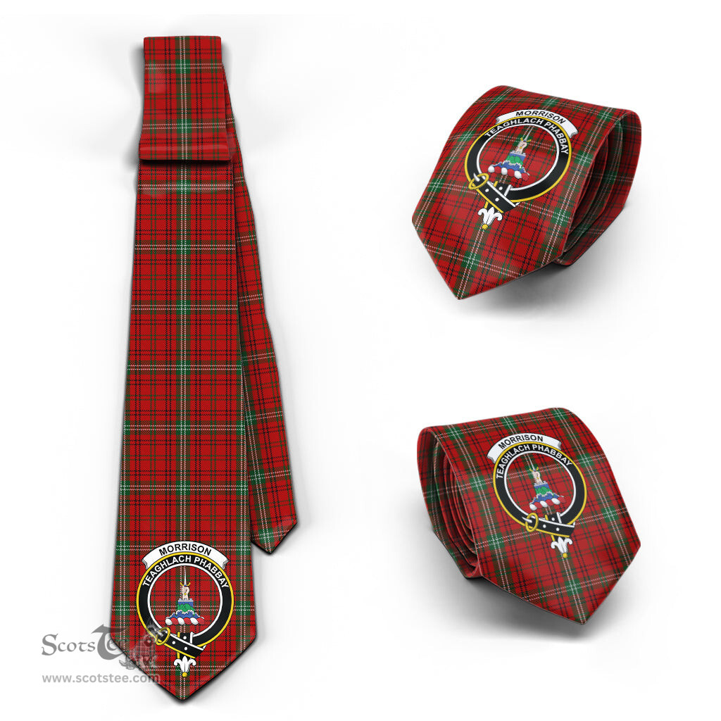 Scottish Morrison Ancient Tartan Tie with Family Crest Tartan Plaid NeckTie Scottish Plaid Tartan Plaid - ScotsTee - scotstee.com