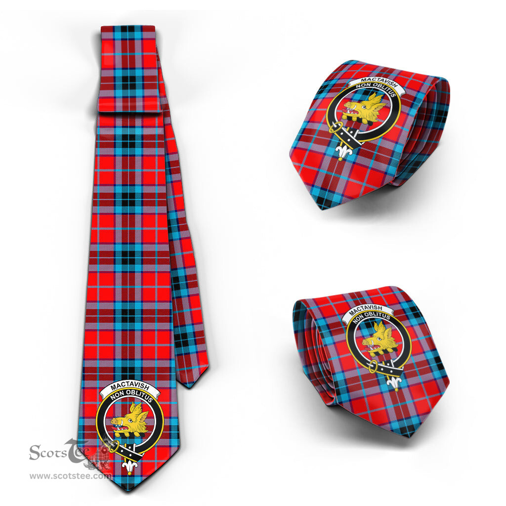 Scottish MacTavish Modern Tartan Tie with Family Crest Tartan Plaid NeckTie Scottish Plaid Tartan Plaid - ScotsTee - scotstee.com