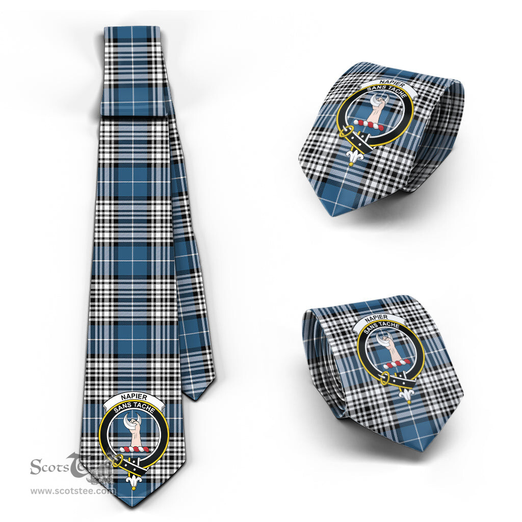 Scottish Napier Modern Tartan Tie with Family Crest Tartan Plaid NeckTie Scottish Plaid Tartan Plaid - ScotsTee - scotstee.com