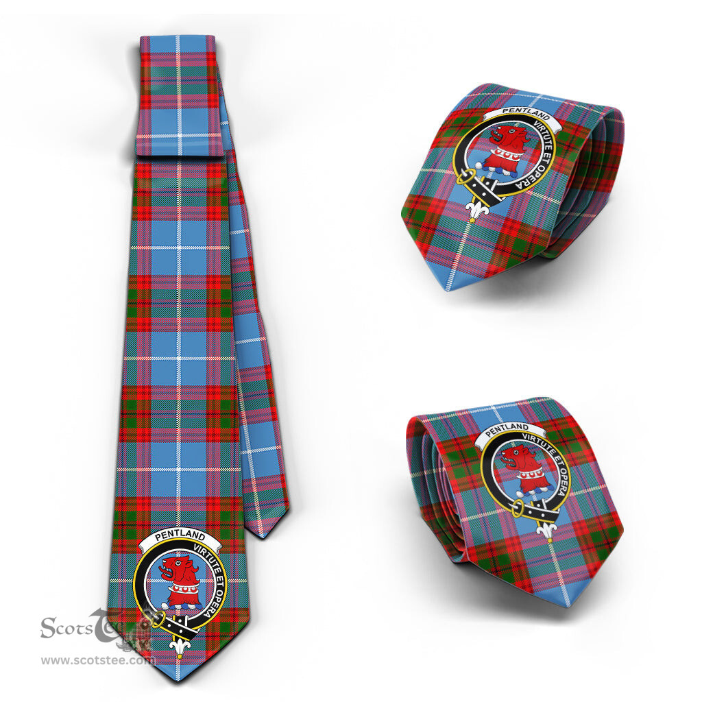 Scottish Pentland Tartan Tie with Family Crest Tartan Plaid NeckTie Scottish Plaid Tartan Plaid - ScotsTee - scotstee.com