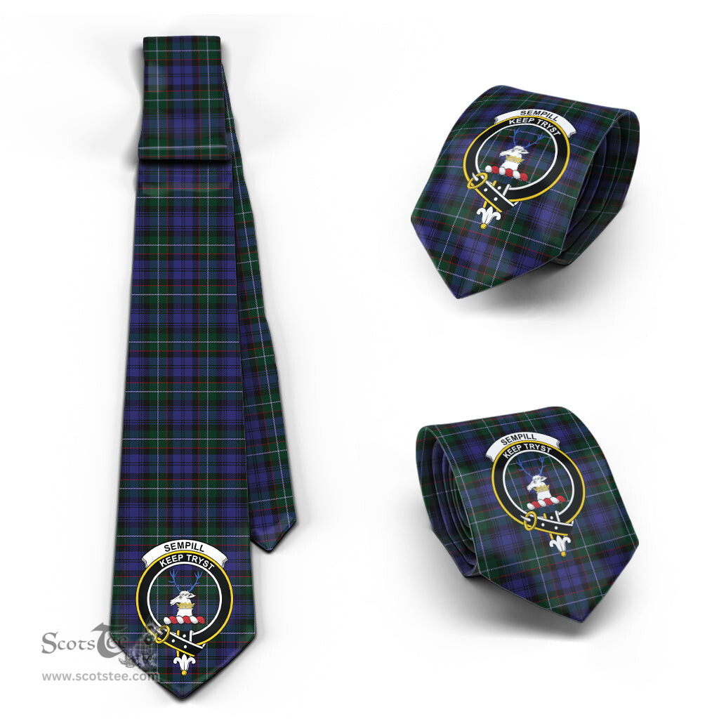 Scottish Sempill Tartan Tie with Family Crest Tartan Plaid NeckTie Scottish Plaid Tartan Plaid - ScotsTee - scotstee.com