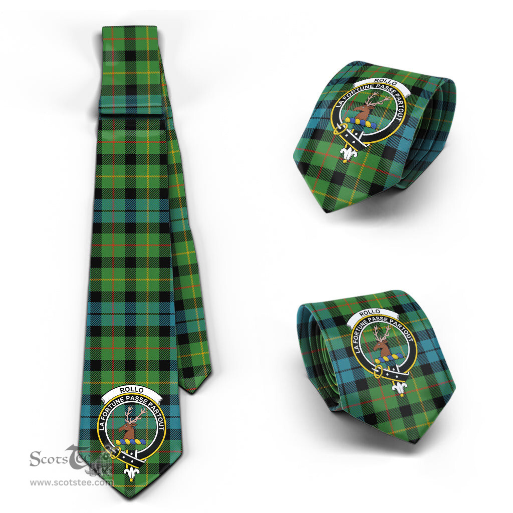 Scottish Rollo Ancient Tartan Tie with Family Crest Tartan Plaid NeckTie Scottish Plaid Tartan Plaid - ScotsTee - scotstee.com