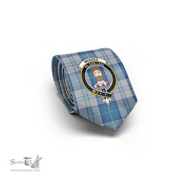 Scottish Menzies Dress Blue and White Tartan Tie with Family Crest Tartan Plaid NeckTie Scottish Plaid Tartan Plaid - ScotsTee - scotstee.com