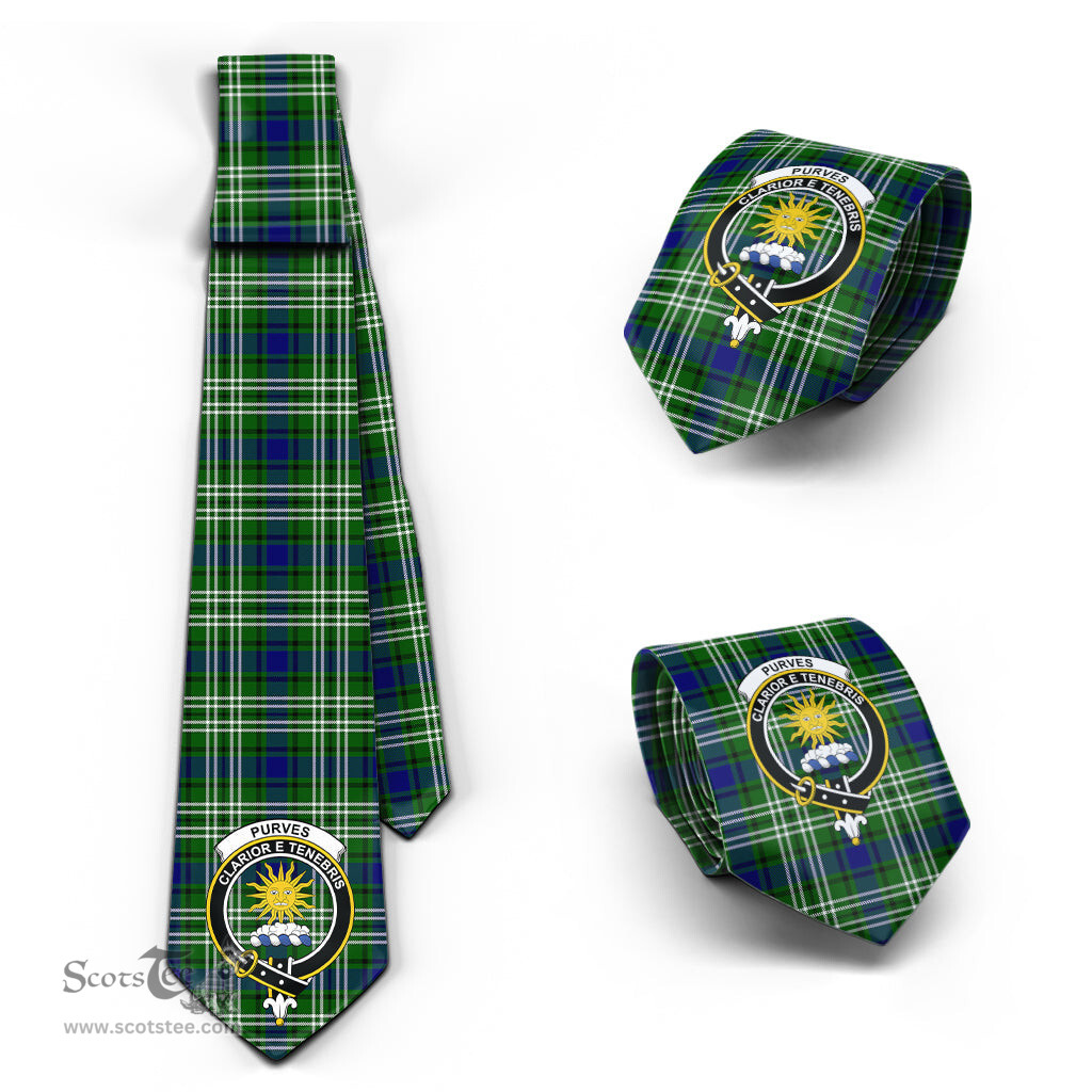 Scottish Purves Tartan Tie with Family Crest Tartan Plaid NeckTie Scottish Plaid Tartan Plaid - ScotsTee - scotstee.com