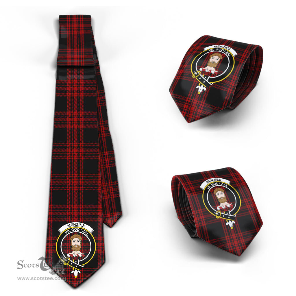 Scottish Menzies Hunting Tartan Tie with Family Crest Tartan Plaid NeckTie Scottish Plaid Tartan Plaid - ScotsTee - scotstee.com