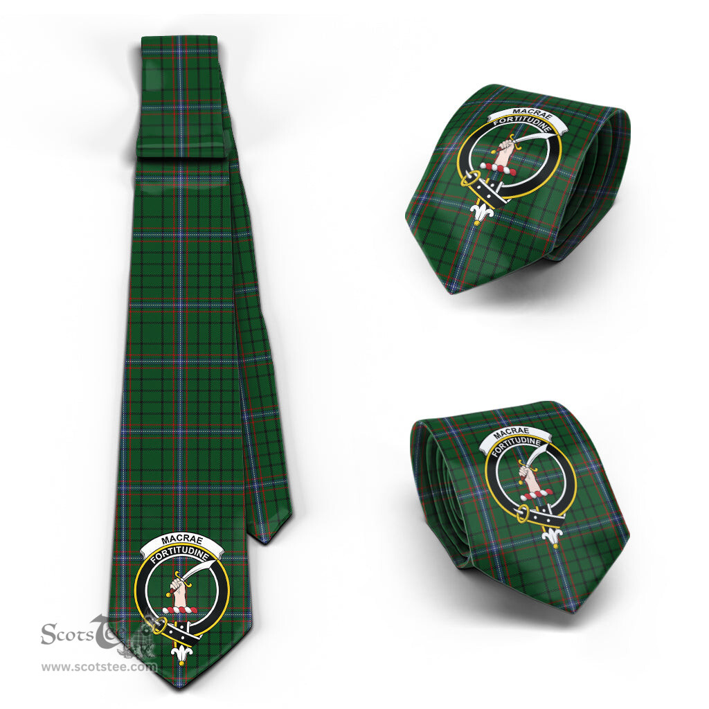 Scottish MacRae Tartan Tie with Family Crest Tartan Plaid NeckTie Scottish Plaid Tartan Plaid - ScotsTee - scotstee.com