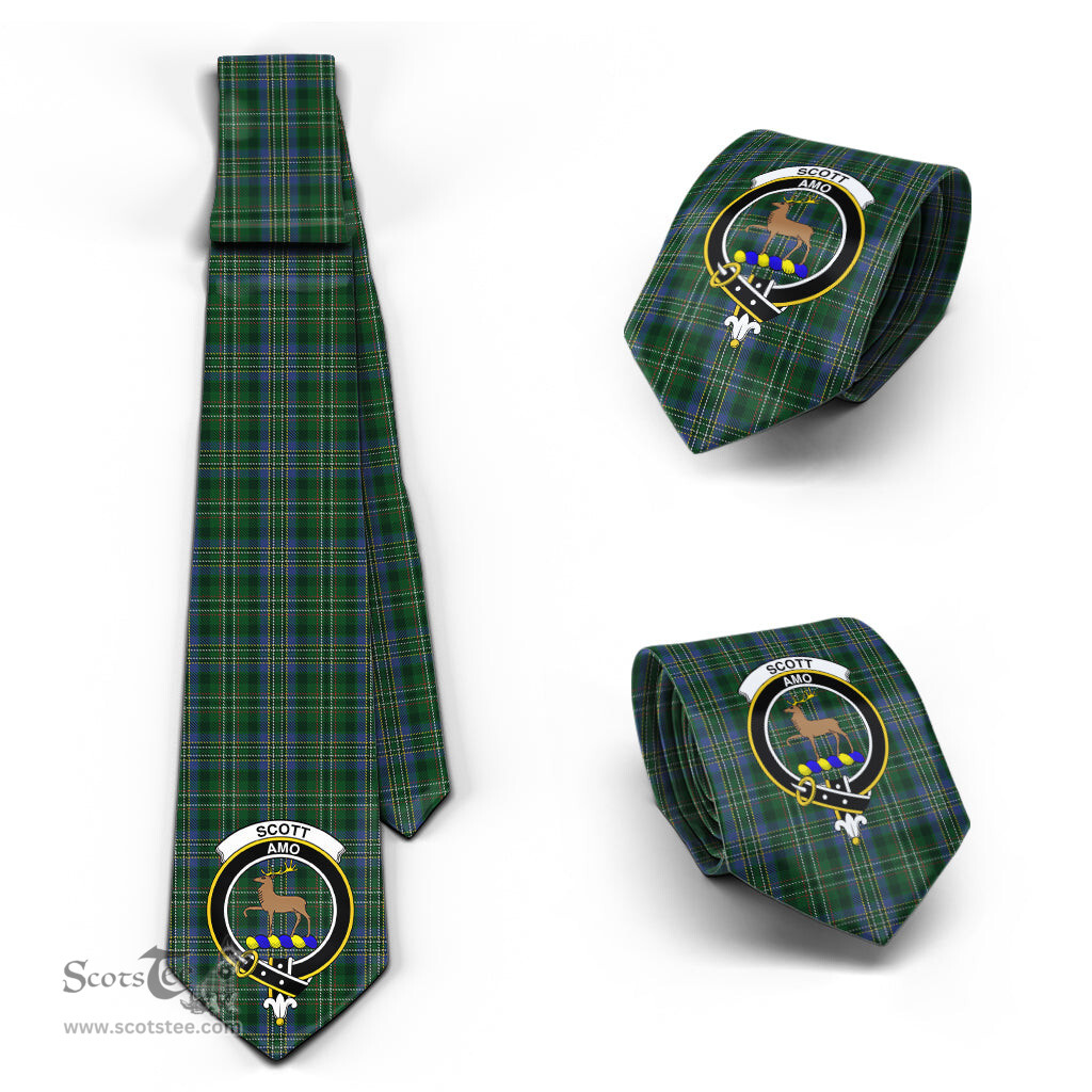 Scottish Scott Hunting Tartan Tie with Family Crest Tartan Plaid NeckTie Scottish Plaid Tartan Plaid - ScotsTee - scotstee.com